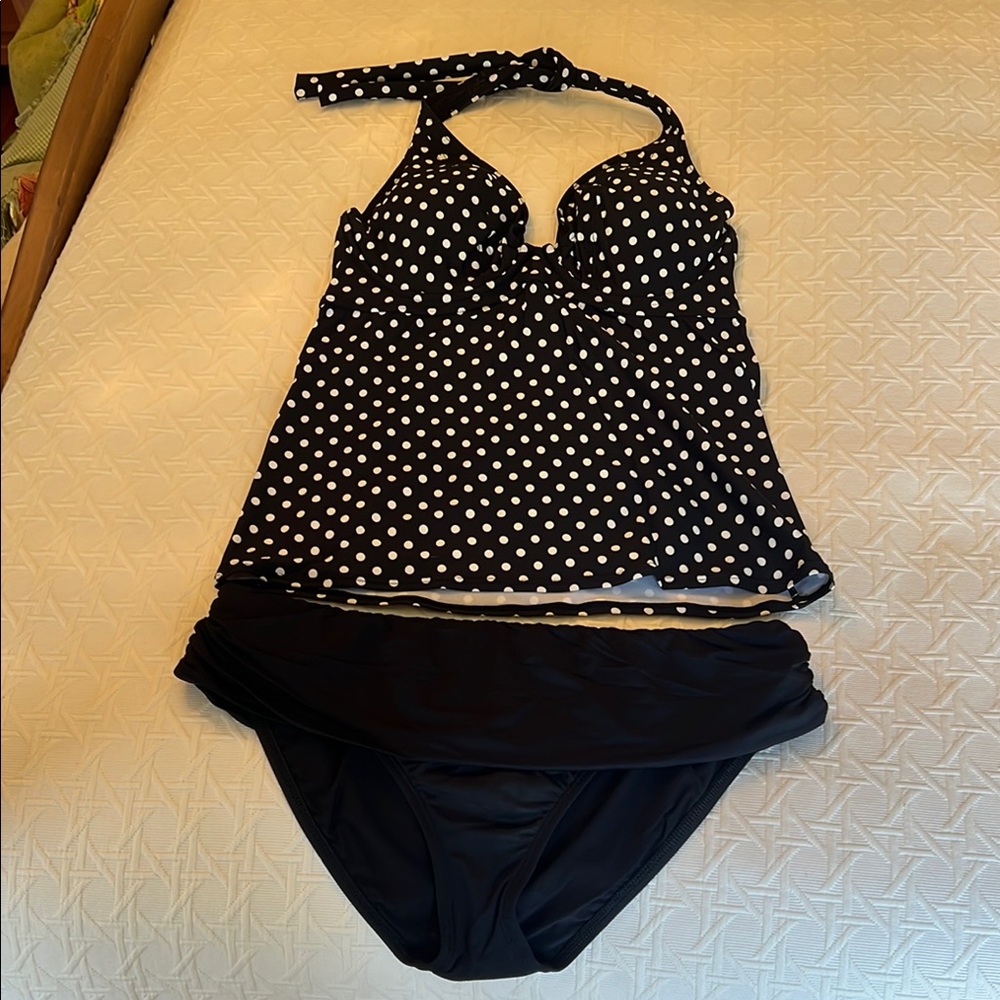 Stylish Black and White Polka Dot Swimsuit